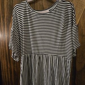 Striped Black and White Women's Top